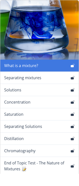 The student lesson menu with state icons beside each lesson name